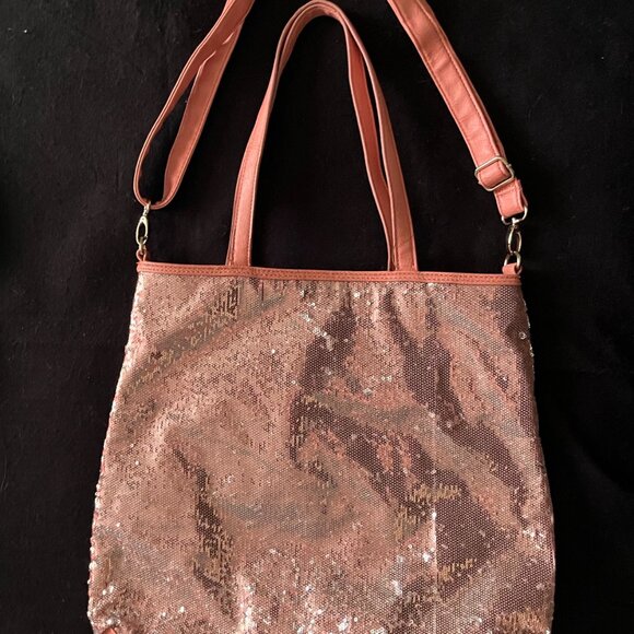 Bronze Sequin Adjustable Crossbody Purse/Tote* - Picture 3 of 10